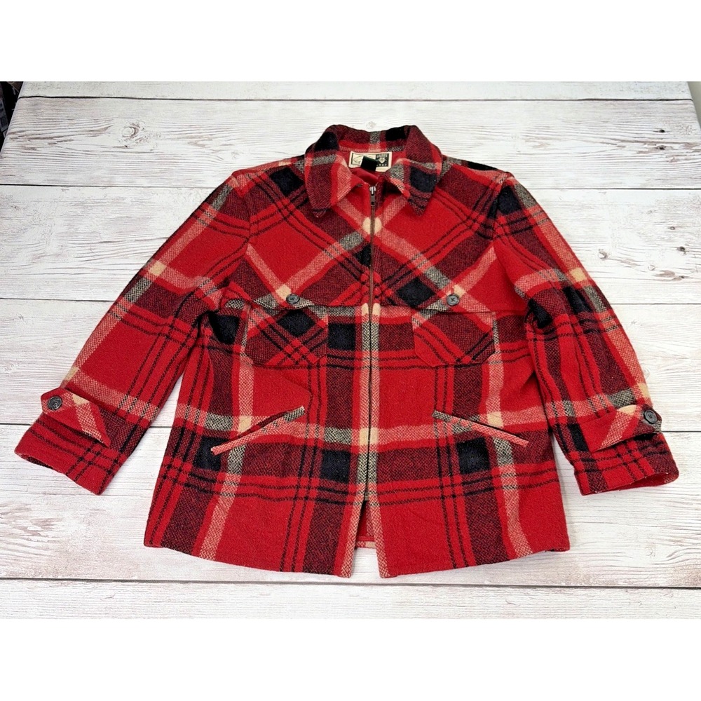 Vintage Ralph Lauren Women's 8 Wool Red Plaid Mackinaw Hunting Jacket USA EXC